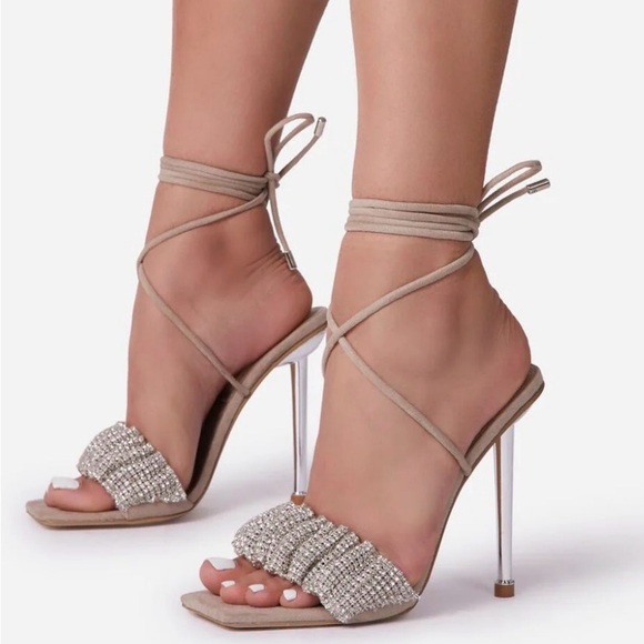 Source Unknown Beige Rhinestone Heels - Picture 1 of 4